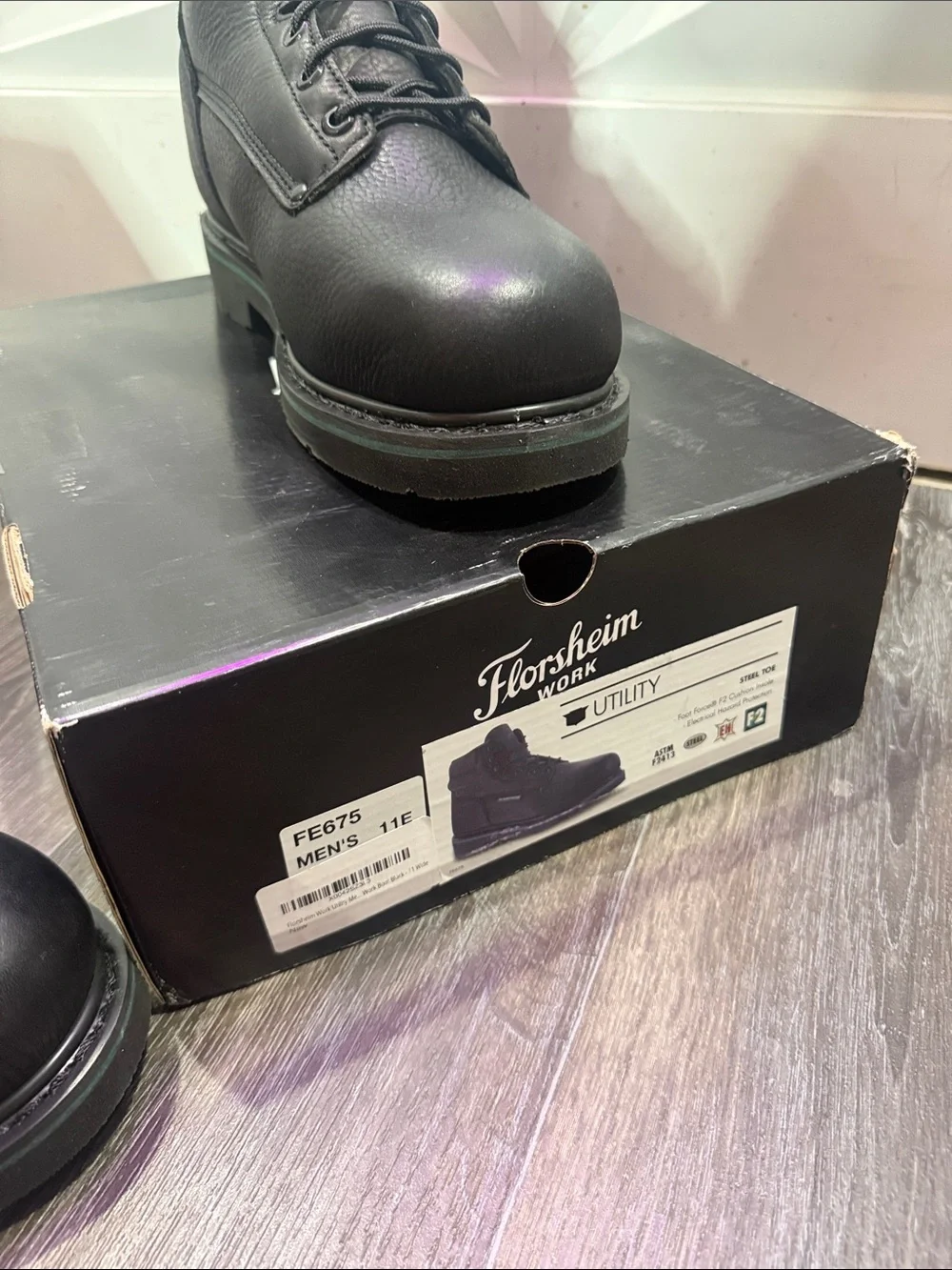 Florsheim Work utility steel toed safety boot in black • Sz 11 Wide